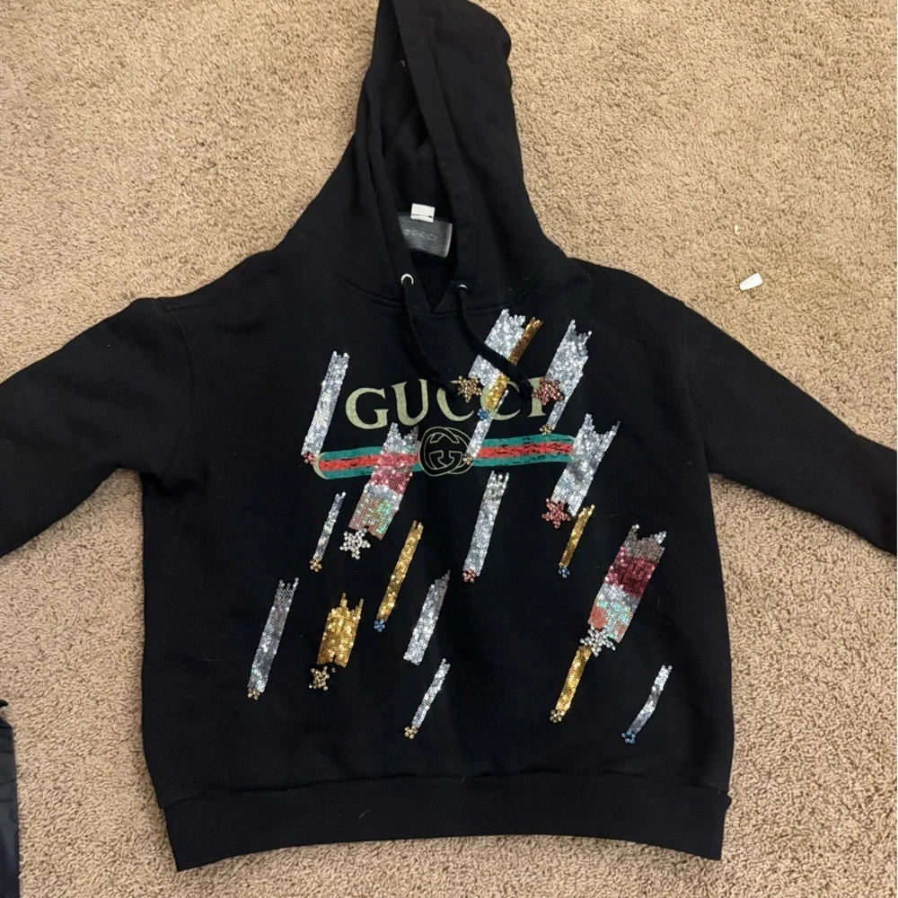 - Auth Gucci Black Sequin Hoodie - Picture 5 of 5